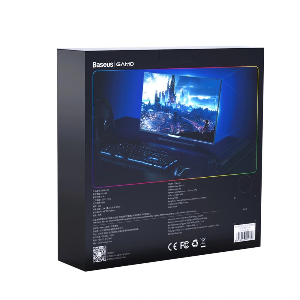 Baseus Selbstklebender LED-Streifen GAMO mit Fernbedienung, RGB, 5W, 1,5m - 8