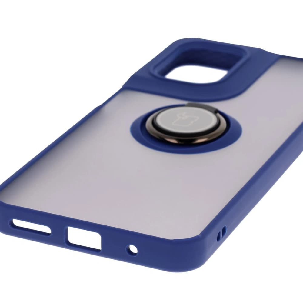 Bizon Case Hybrid Ring Motorola Moto G05 / E15 fumuriu cu un cadru de culoare albastră închisă - 5