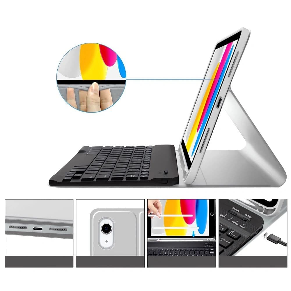 Etui z klawiaturou Tech-Protect SmartCase Pen + Keyboard Apple iPad Air 10.9 2022 (5. generace) / iPad Air 11 2025 (7. generace) Šedá - 5