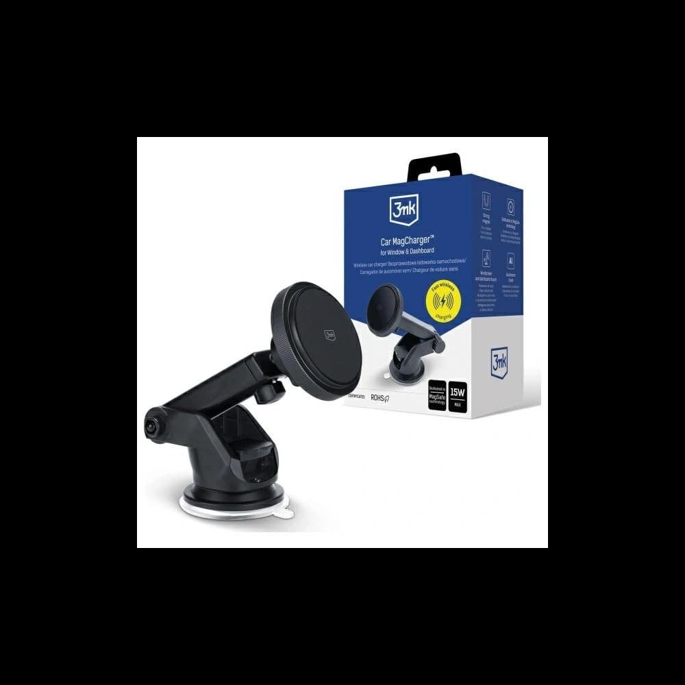 3MK Car MagCharger 15W Schwarze Wireless Charging Halterung für das Armaturenbrett - 6