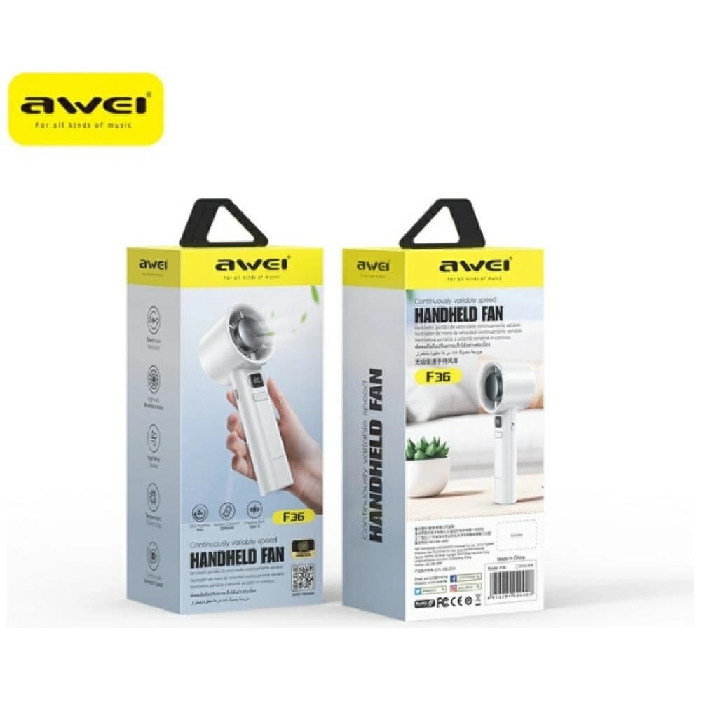 AWEI F36 Bezdrátový Mini Ventilátor 2200mAh Bílý - 2