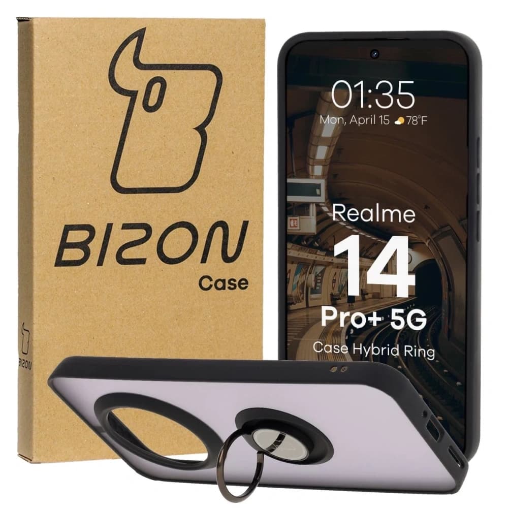 Bizon Case Hybrid Ring Realme 14 Pro Plus 5G rauchig mit schwarzem Rahmen - 2
