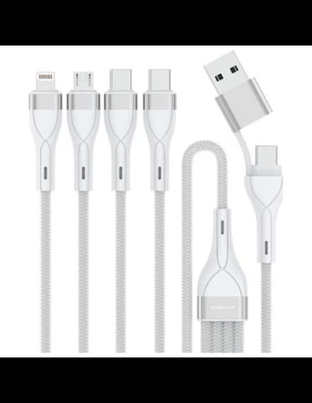 4smarts 4in1 USB-C, USB-A / 2xUSB-C, Micro-USB, Lightning 1,2 m weiß