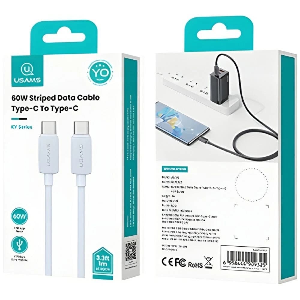 USAMS KY Series US-SJ691 cablu USB-C / USB-C 60W 1m alb - 12