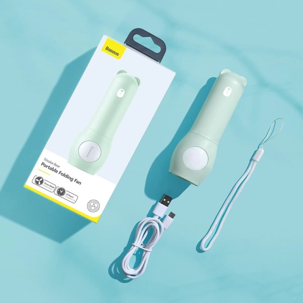 Přenosný ruční ventilátor Baseus Tricolor Bear (zelený) - 7