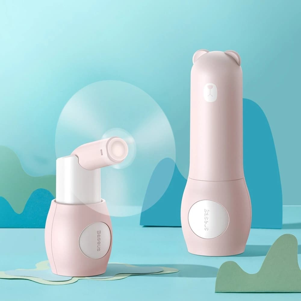 Baseus Tricolor Bear Folding Fan Pink - 6