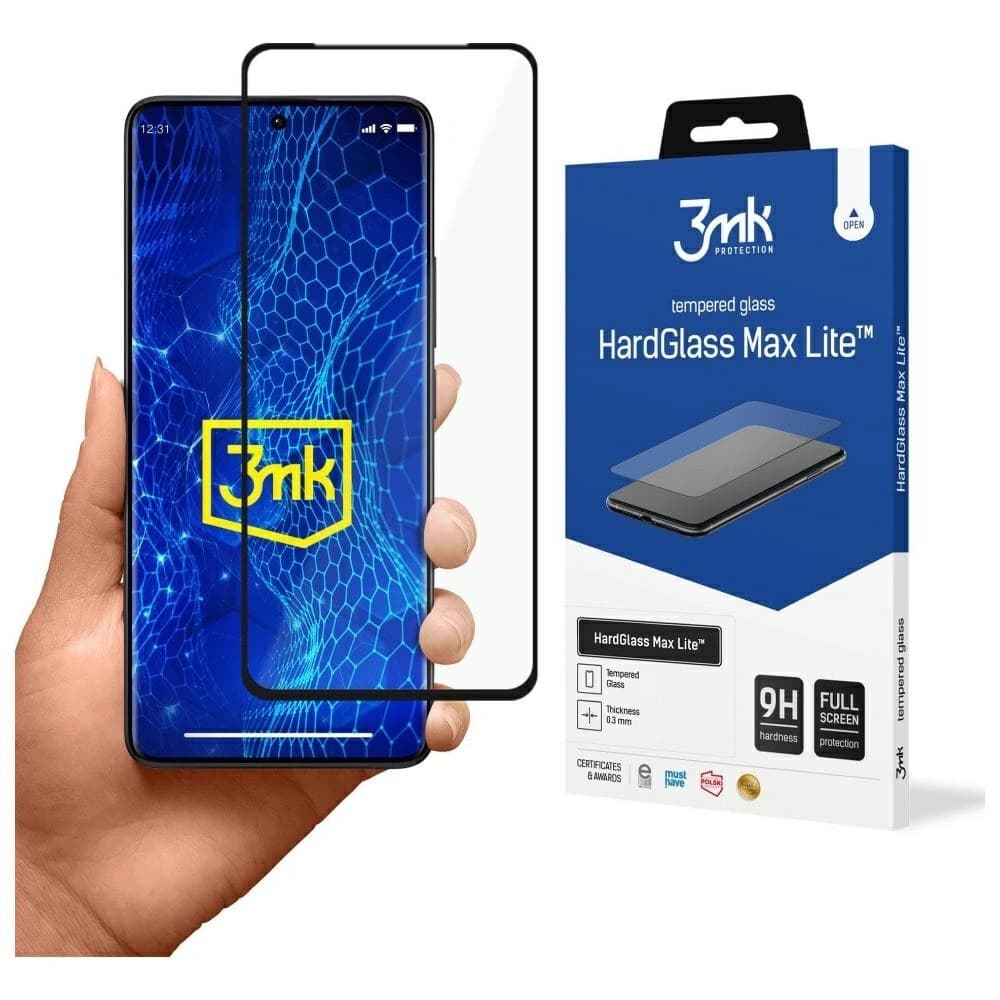 Tempered glass 3MK HardGlass Max Lite für Xiaomi Redmi Note 13 Pro+ Plus schwarz