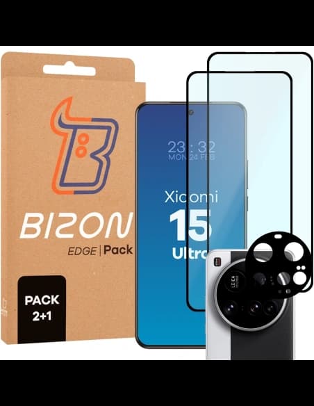 Bizon Edge 2 Pack 2x tempered glass + 1x lens protection Xiaomi 15 Ultra