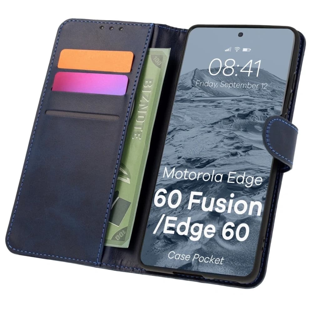 Bizon Case Pocket Motorola Edge 60 Fusion / Edge 60 / 60 navy blue