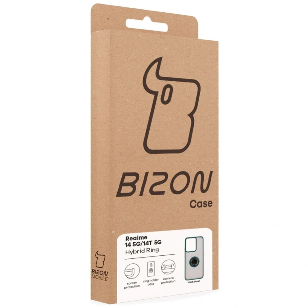 Bizon Case Hybrid Ring Realme 14 5G / 14T 5G rauchig mit einem dunkelgrünen Rahmen - 7