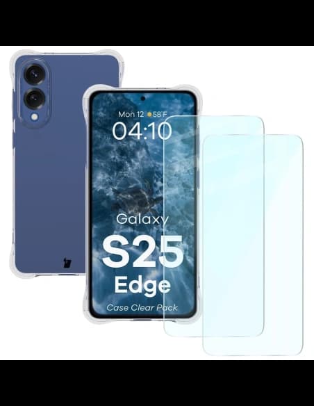 Bizon Case Clear Pack carcasă + 2x sticlă de protecție Samsung Galaxy S25 Edge