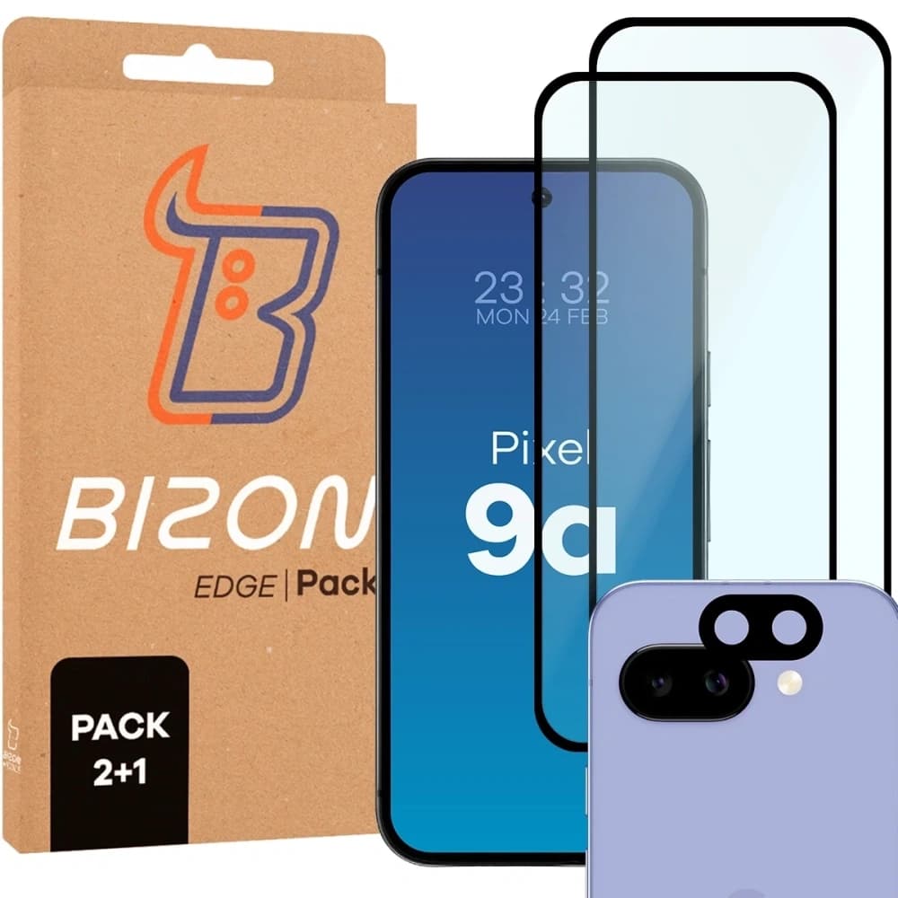 Bizon Edge 2 Pack 2x tempered glass + lens protection Pixel 9a