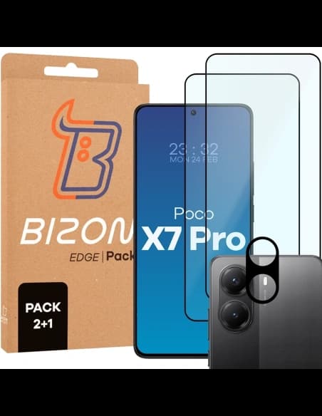 Bizon Edge 2 Pachet 2x sticlă securizată + protecție lentilă Xiaomi POCO X7 Pro