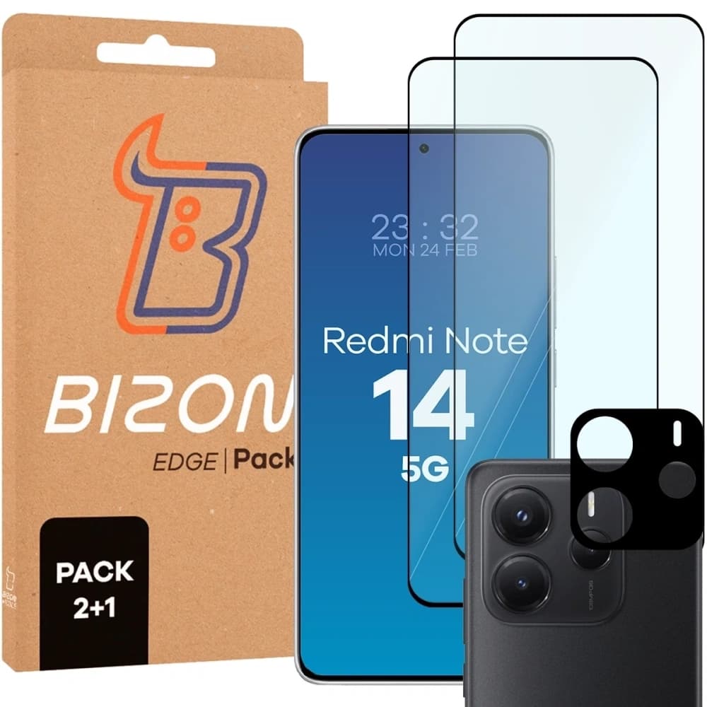 Bizon Edge 2 Pack 2x tvrzené sklo + ochrana objektivu Xiaomi Redmi Note 14 5G