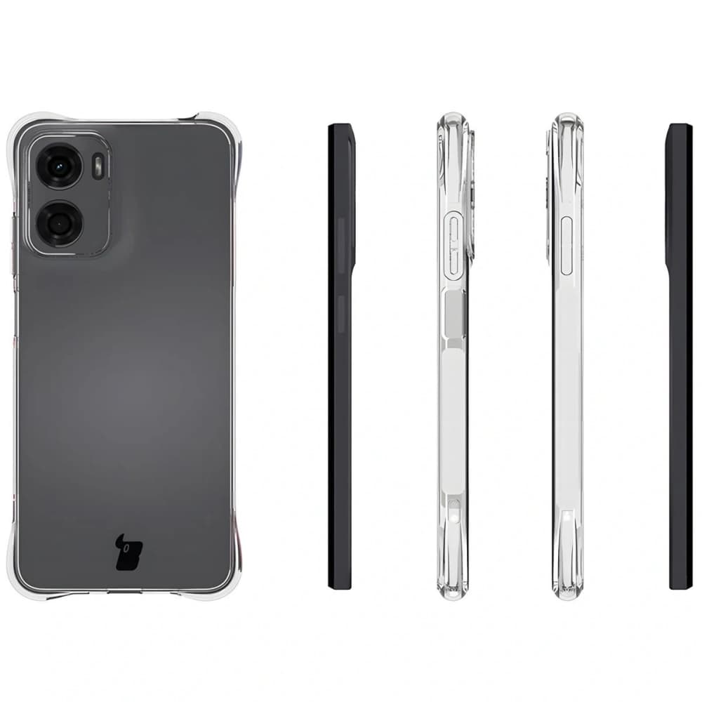 Carcasă Bizon Case Clear Pack + 2x sticlă de protecție pentru Motorola Moto E15 - 4
