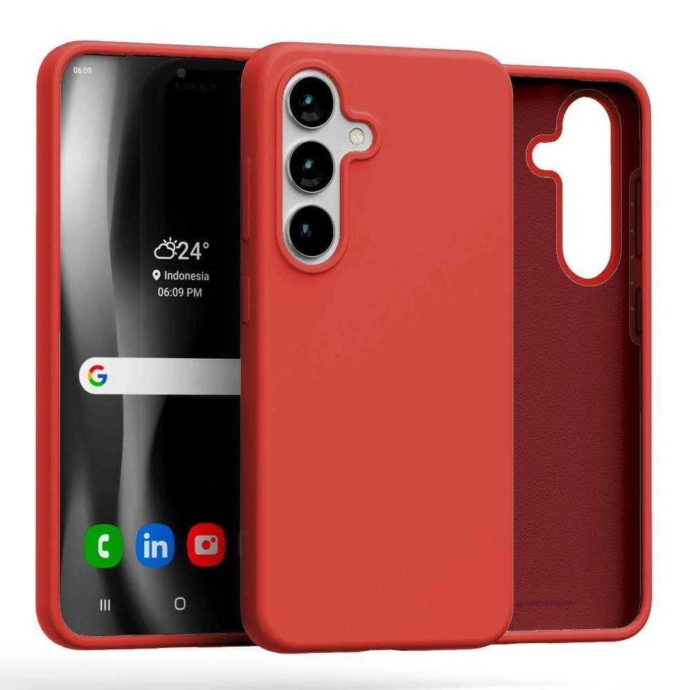 Husă din silicon Mercury pentru Samsung Galaxy S25 roșie