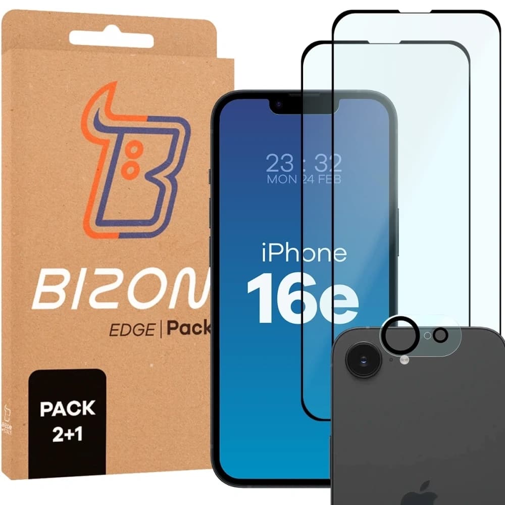 Bizon Edge 2 csomag 2x edzett üveg + 1x lencsevédő Apple iPhone 16e