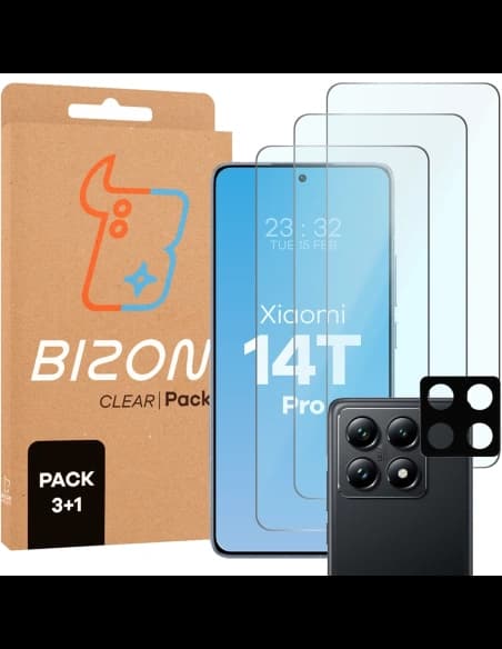 Bizon Glass Clear 2 balení 3x tvrzené sklo + 1x ochrana objektivu Xiaomi 14T Pro