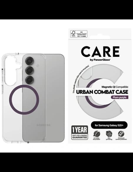 CARE by PanzerGlass Flagship Urban Combat Purple QI Samsung Galaxy S25+ Plus átlátszó