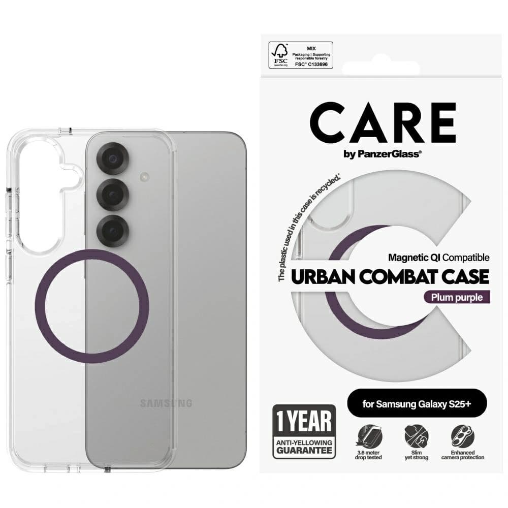 CARE by PanzerGlass Flagship Urban Combat Purple QI Samsung Galaxy S25+ Plus átlátszó