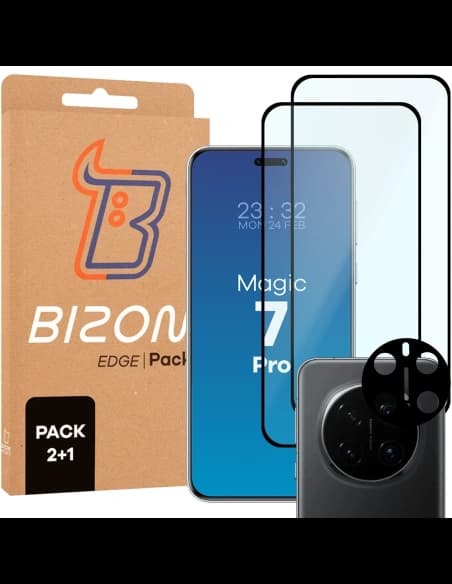 Bizon Edge 3D Pachet 2x sticlă temperată + 1x protecție lentilă Honor Magic7 Pro