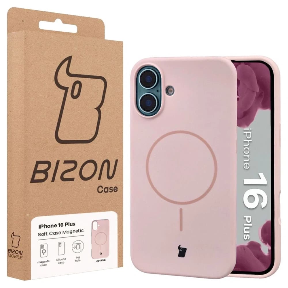 Husă moale Bizon cu magnet pentru Apple iPhone 16 Plus roz deschis - 8