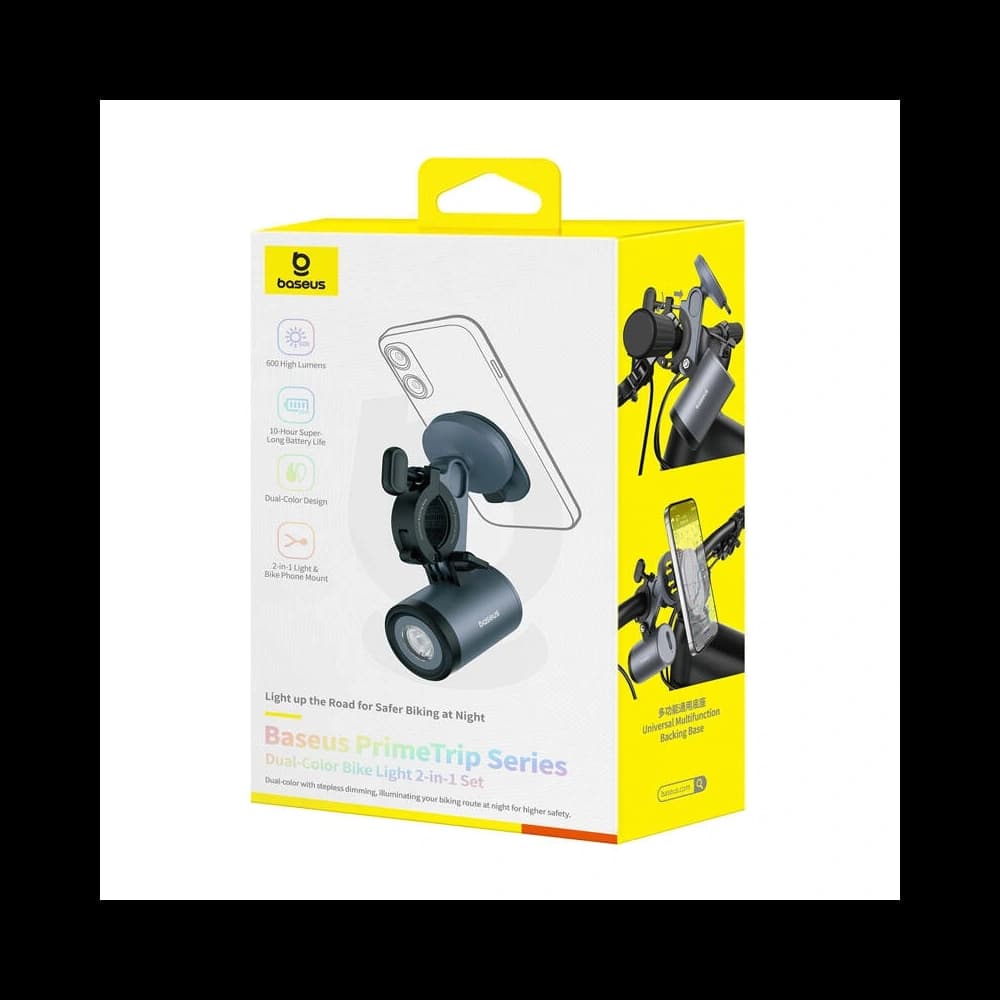 Baseus PrimeTrip 2-in-1 Fahrradhalterung für Handy + 600lm USB-C Taschenlampe (schwarz) - 7