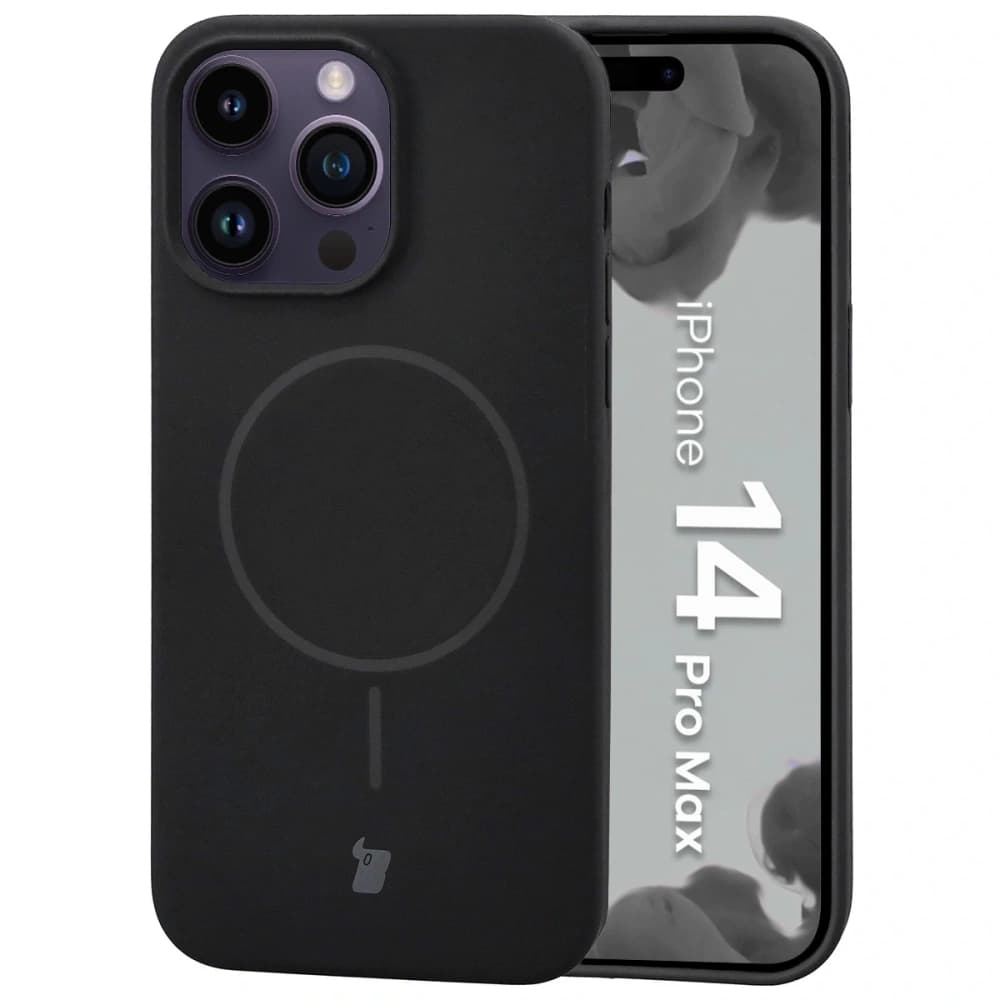 Silikonowe etui z pierścieniem magnetycznym Bizon Soft Case Magnetic do iPhone 14 Pro Max, czarne