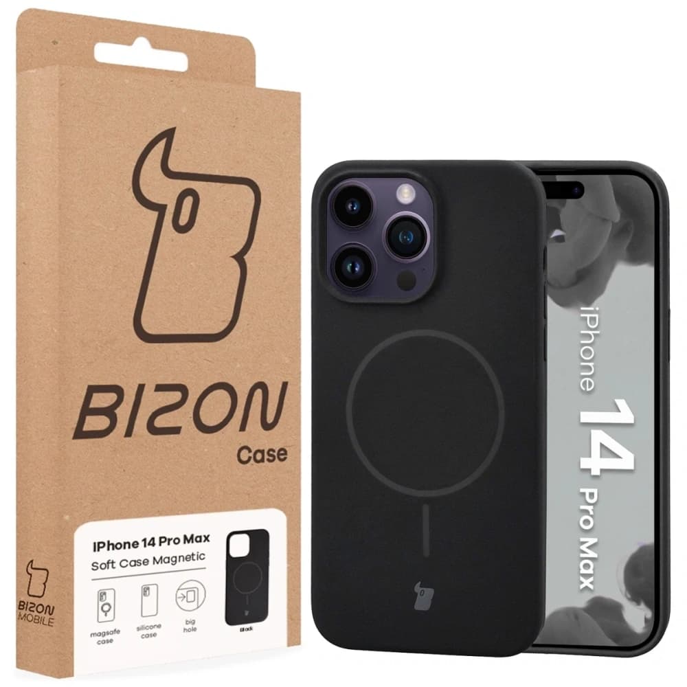 Silikonowe etui z pierścieniem magnetycznym Bizon Soft Case Magnetic do iPhone 14 Pro Max, czarne - 8