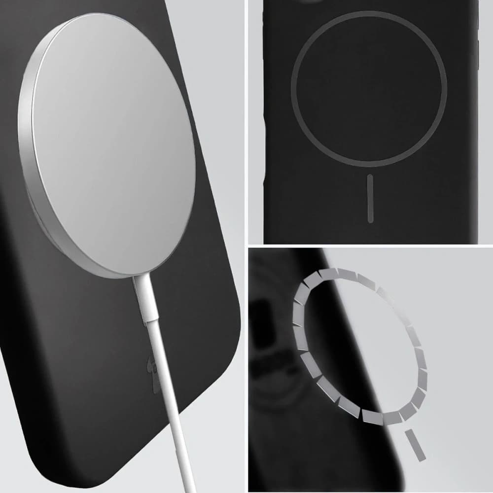 Silikonowe etui z pierścieniem magnetycznym Bizon Soft Case Magnetic do iPhone 15 Pro Max, czarne - 4