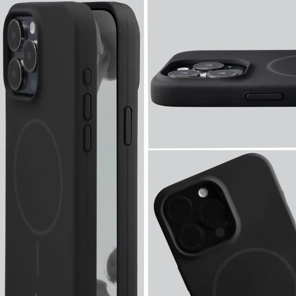 Silikonowe etui z pierścieniem magnetycznym Bizon Soft Case Magnetic do iPhone 15 Pro Max, czarne - 6