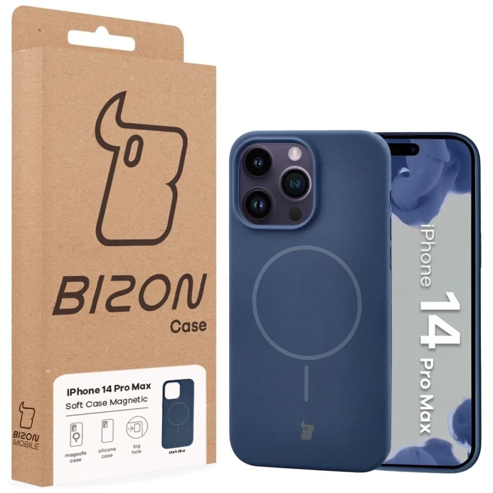 Husa moale Bizon cu magnet pentru Apple iPhone 14 Pro Max, albastru marin - 8