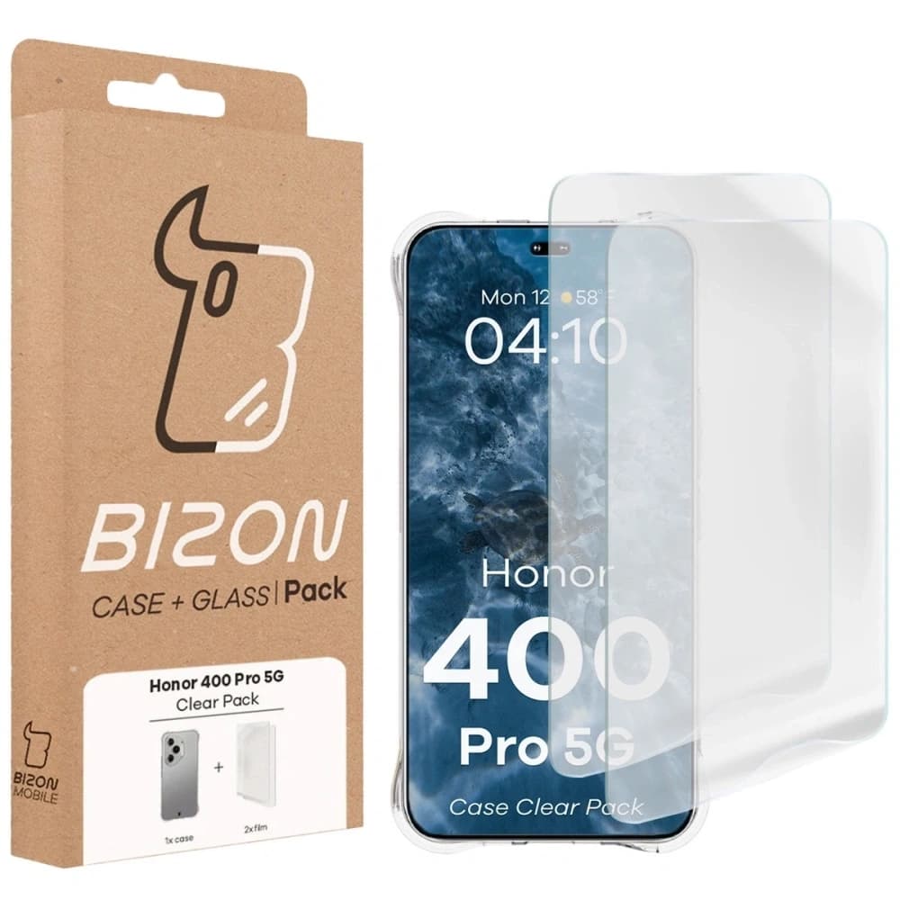 Bizon Case Clear Pack case + 2x screen film Honor 400 Pro - 9