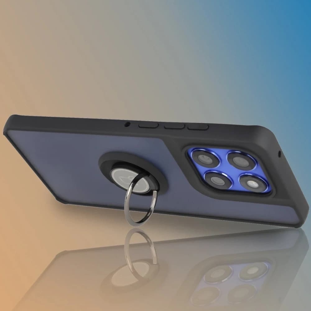 Inel de inel hibrid Bizon Case pentru Motorola Edge 60 Pro, fumuriu, cu ramă neagră - 6