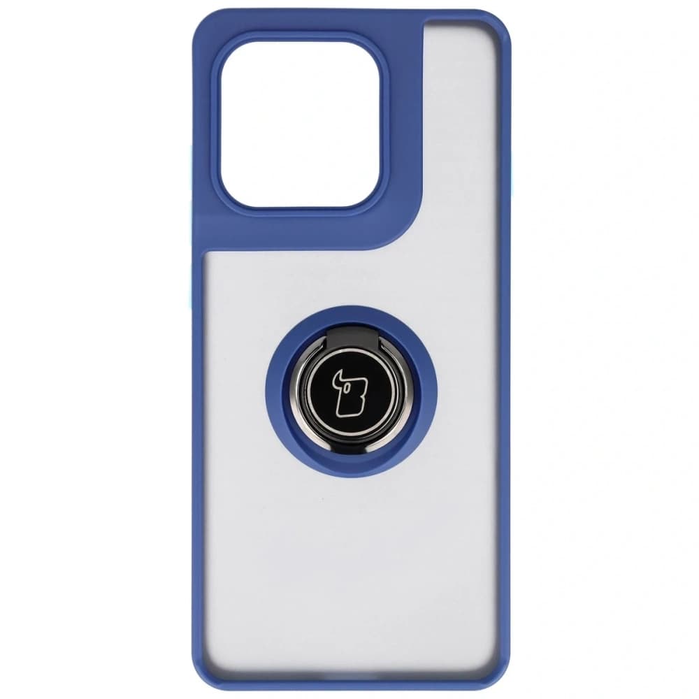 Inel hibrid Bizon Case pentru Motorola Edge 60 Pro, fumuriu, cu ramă albastru închis - 2