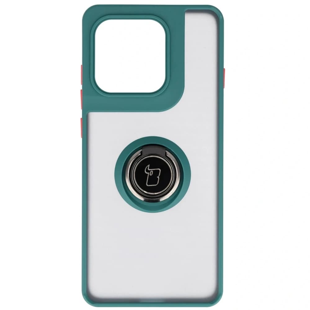 Inel de inel hybrid Bizon Case pentru Motorola Edge 60 Pro, fumuriu, cu ramă verde închis - 2