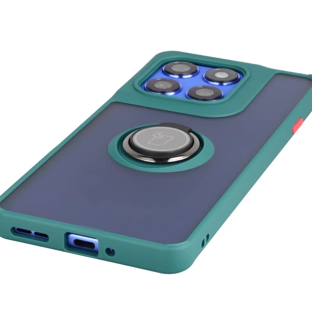 Inel de inel hybrid Bizon Case pentru Motorola Edge 60 Pro, fumuriu, cu ramă verde închis - 5