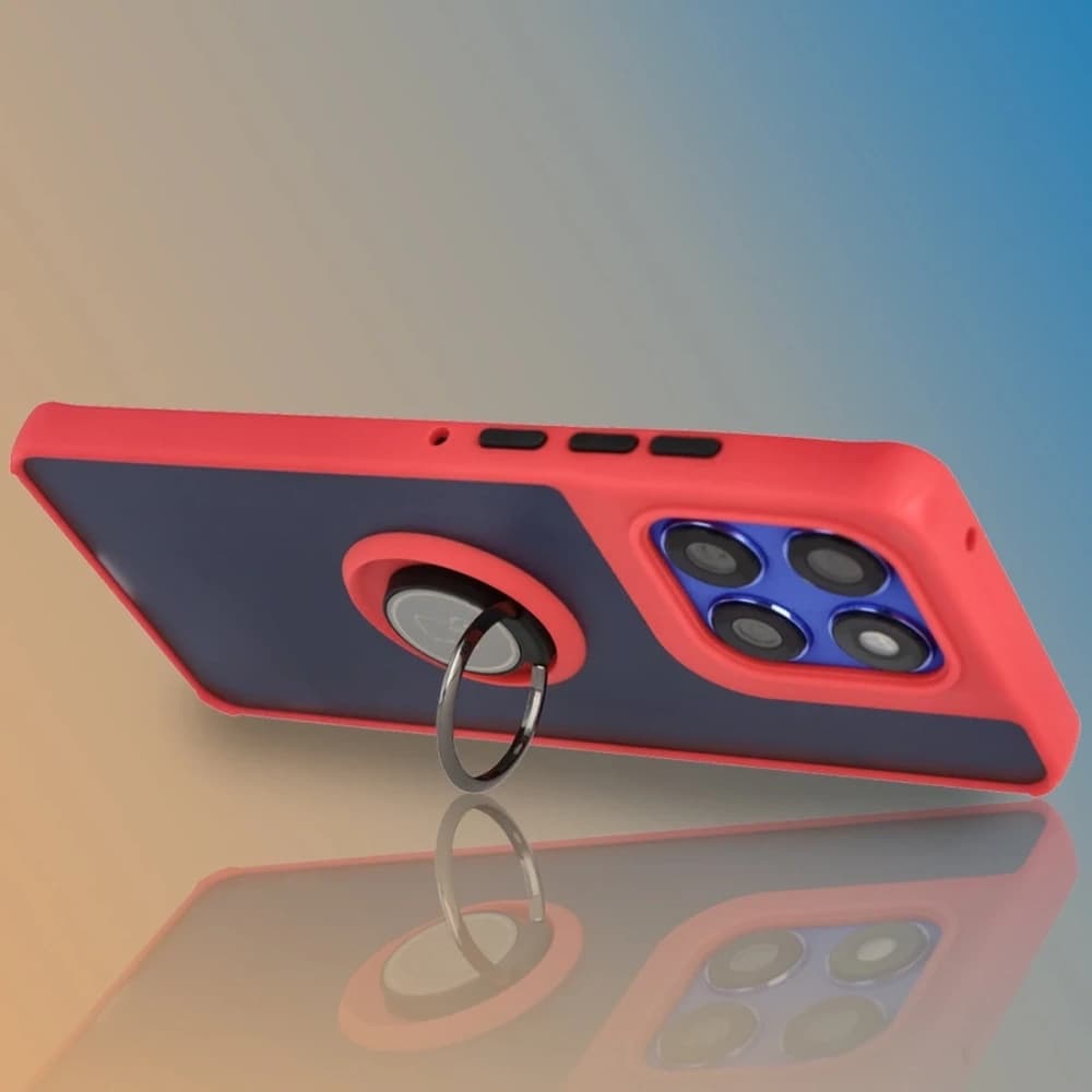 Inel de inel Bizon Case Hybrid pentru Motorola Edge 60 Pro, fumuriu, cu ramă roșie - 6