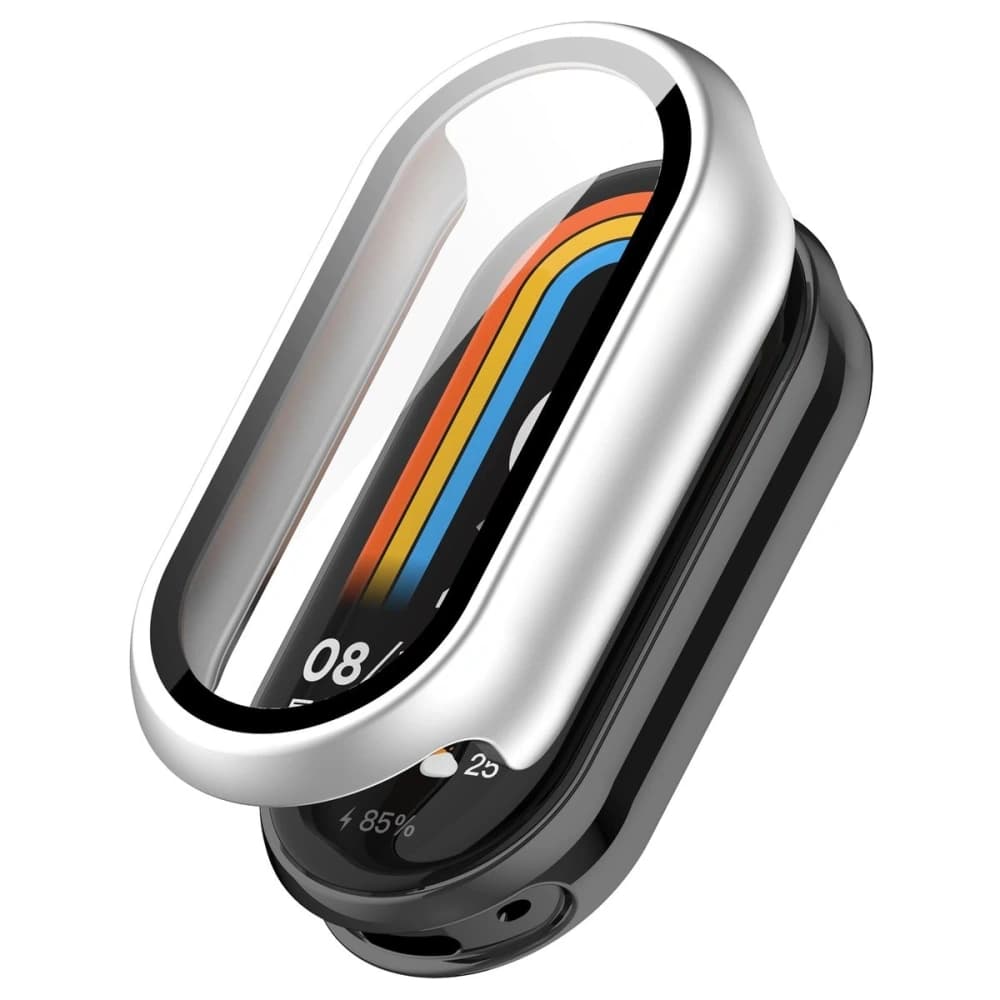 Bizon Case+Glass Uhr Xiaomi Smart Band 10 Silber - 4