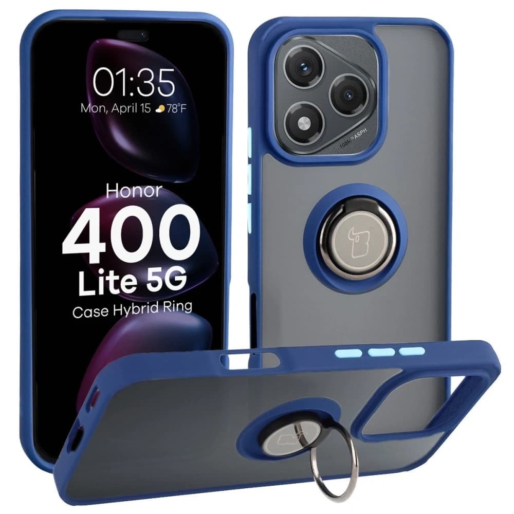 Inel hibrid Bizon Case Honor 400 Lite fumuriu cu ramă albastru închis