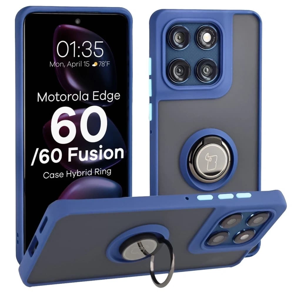 Bizon Case Hybrid Ring Motorola Edge 60 Fusion / 60 fumuriu cu albastru marin - 1