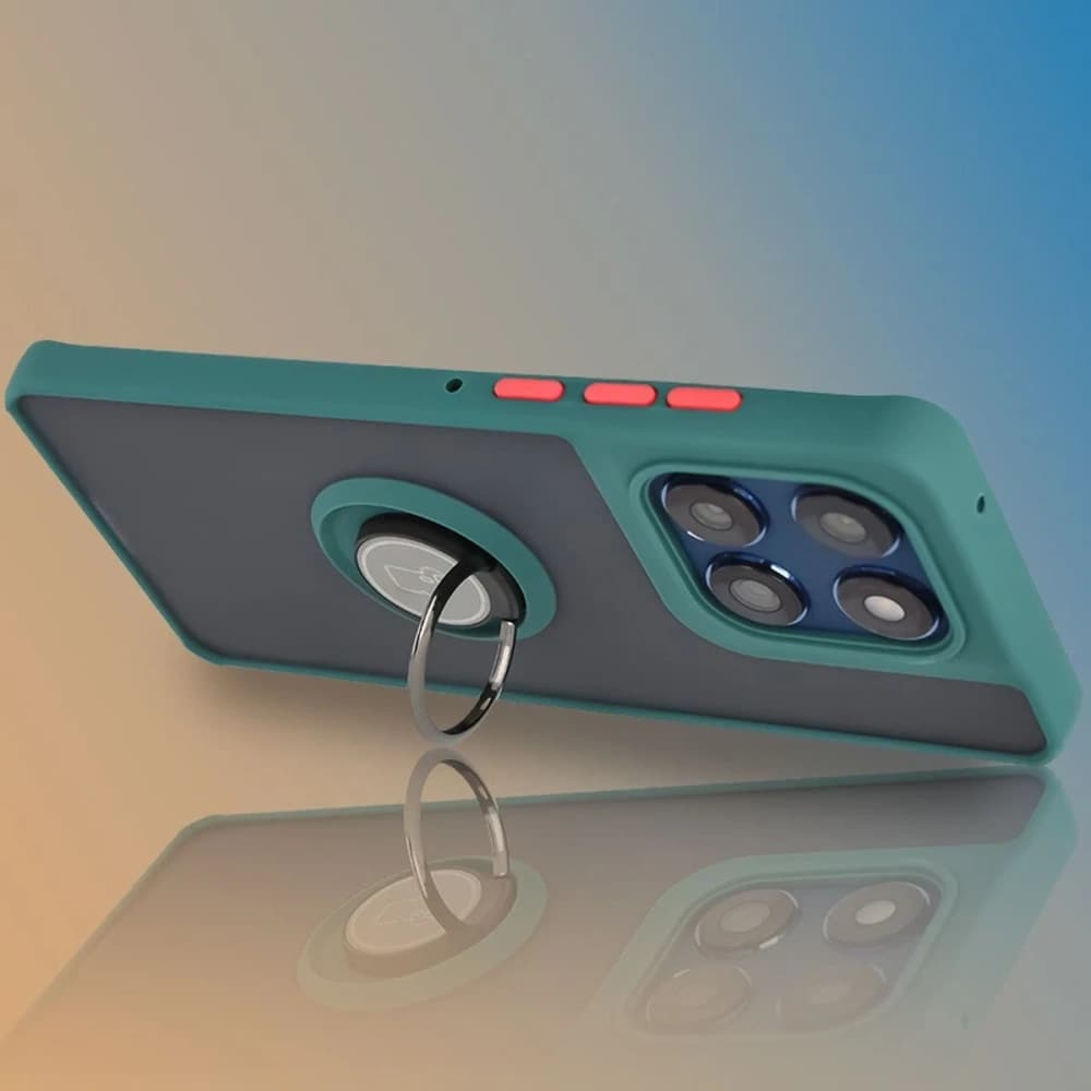 Caz Bizon Hybrid Ring Motorola Edge 60 Fusion / 60 fumuriu cu un cadru verde închis - 6