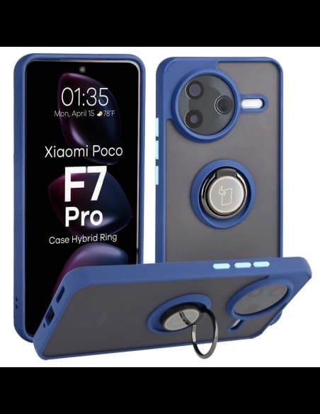 Bizon Case Hybrid Gyűrű Xiaomi POCO F7 Pro füstös tengerészkékkel