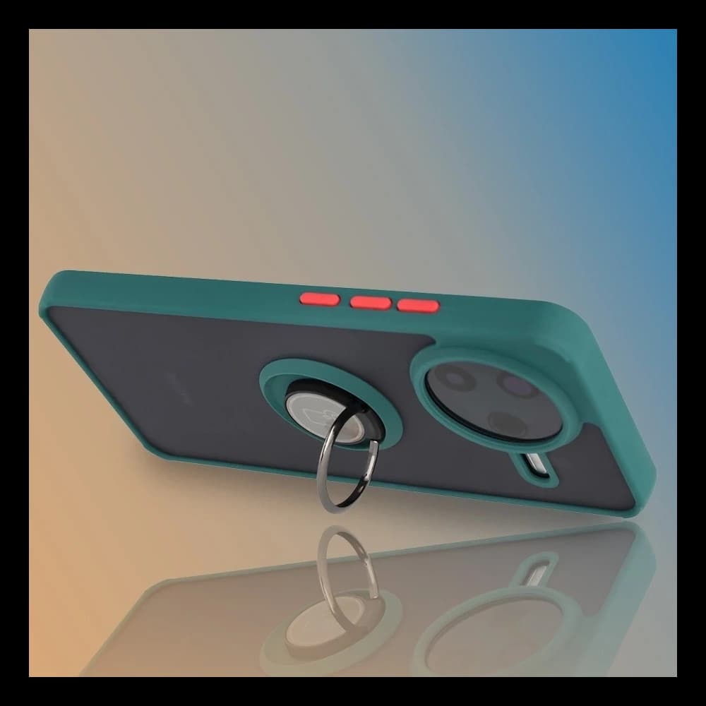 Bizon Case Hybrid Gyűrű Xiaomi POCO F7 Pro füstös sötétzöld kerettel - 6