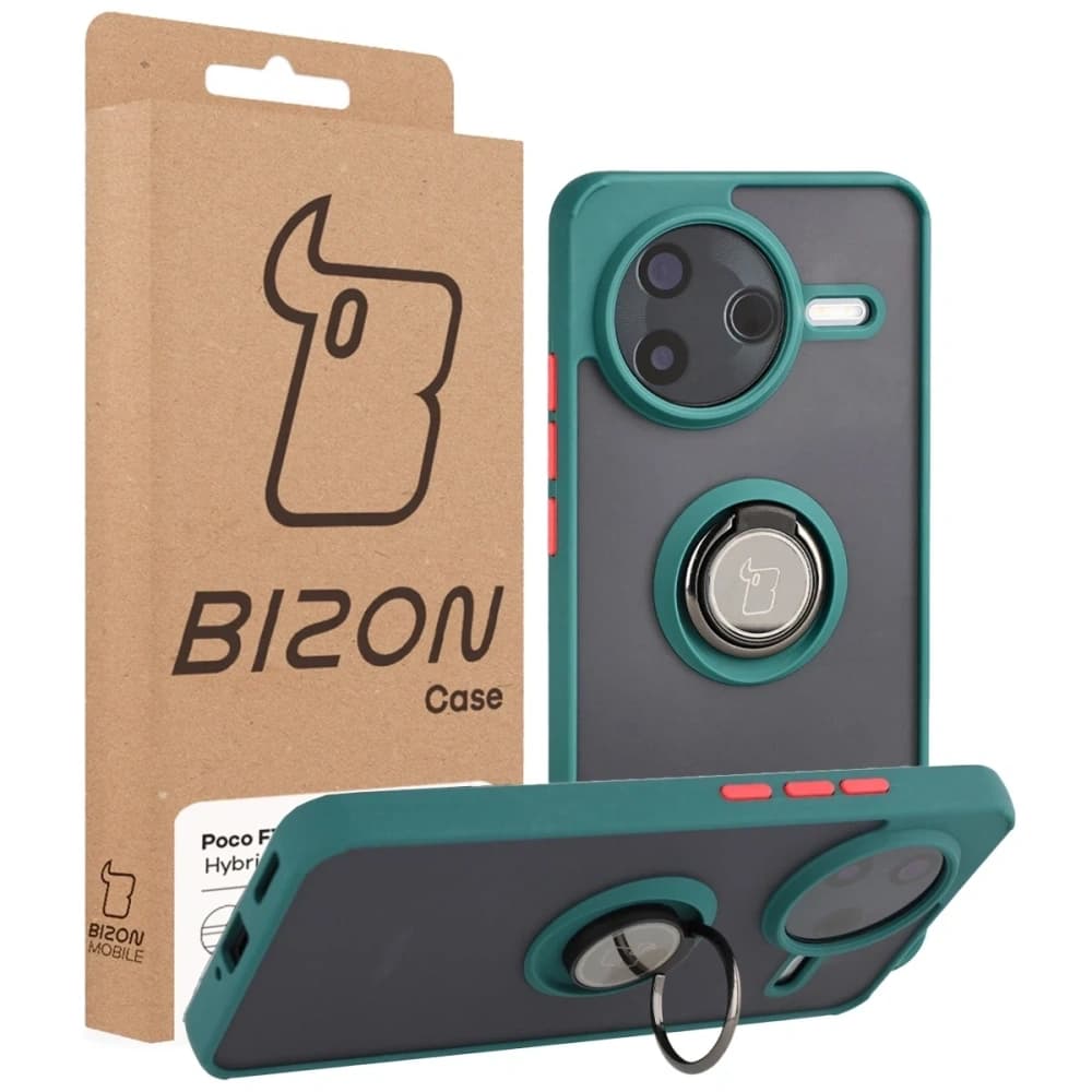 Bizon Case Hybrid Gyűrű Xiaomi POCO F7 Pro füstös sötétzöld kerettel - 7