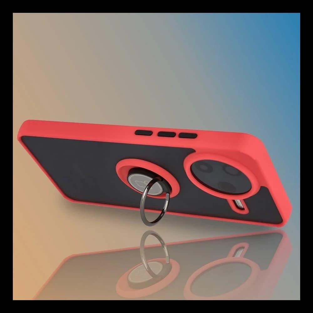 Bizon Case Hybrid Gyűrű Xiaomi POCO F7 Pro füstös piros kerettel - 6