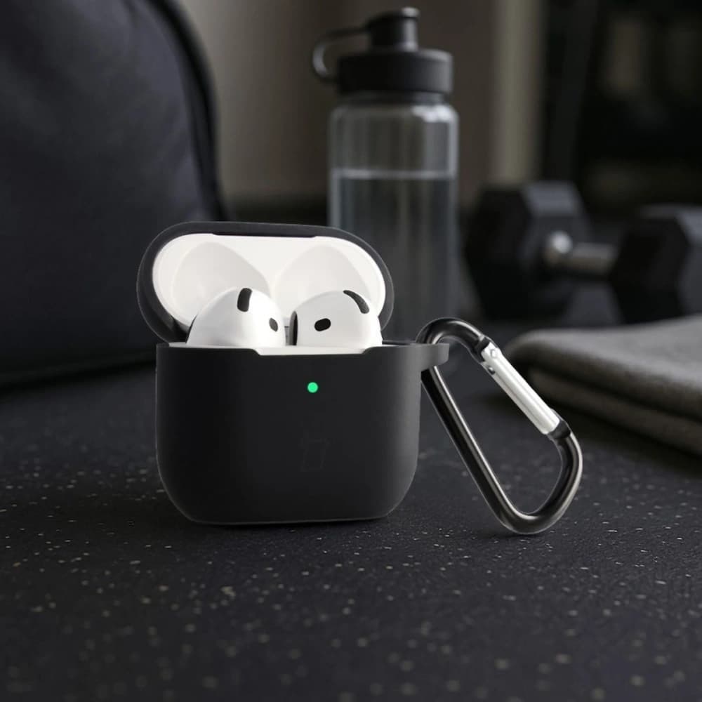 Bizon Case Fejhallgató Szilikon Apple AirPods 4 fekete - 4