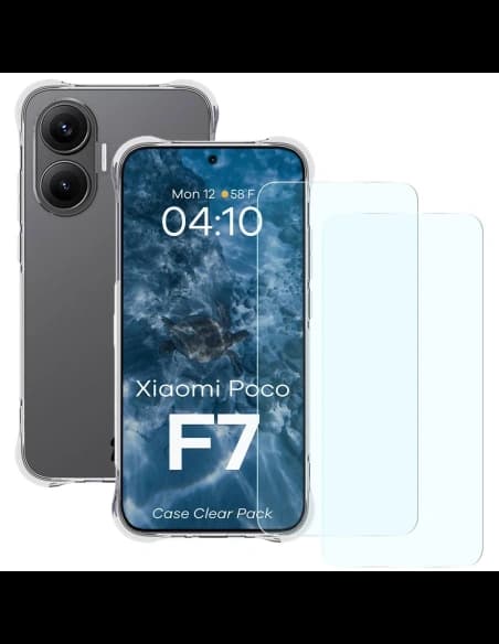 Bizon Case Clear Pack pouzdro + 2x tvrzené sklo Xiaomi POCO F7
