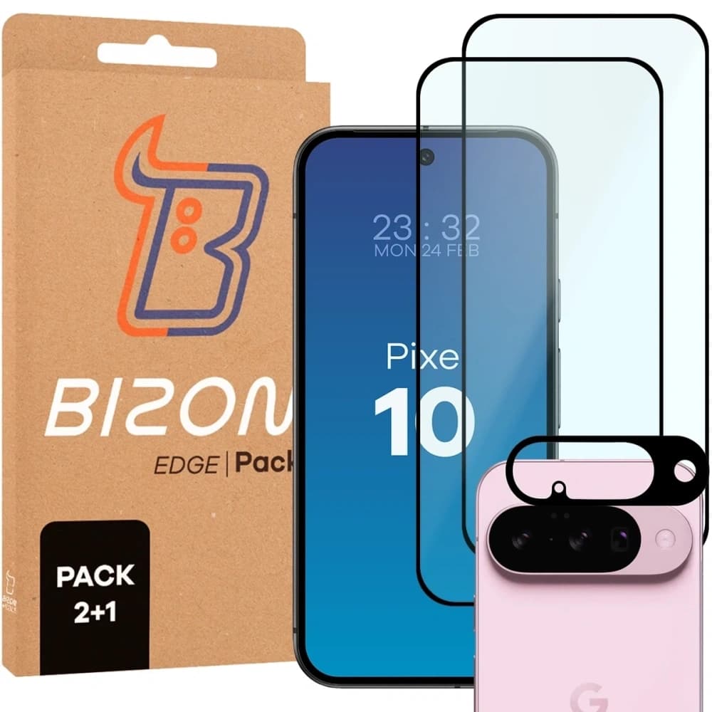 BIZON Edge Pack 2x sticlă pentru ecran + sticlă pentru cameră Google Pixel 10 - 1