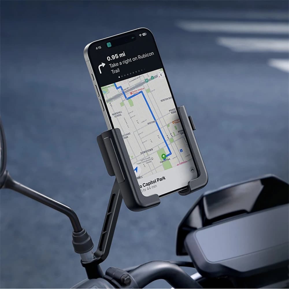 Baseus GoTrip motoros telefon tartó tükörre, fekete, ütéscsillapítással - 11